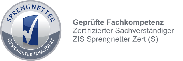 Sprengnetter-Siegel: Geprüfte Fachkompetenz, zertifizierter Sachverständiger ZIS Sprengnetter Zert (S)